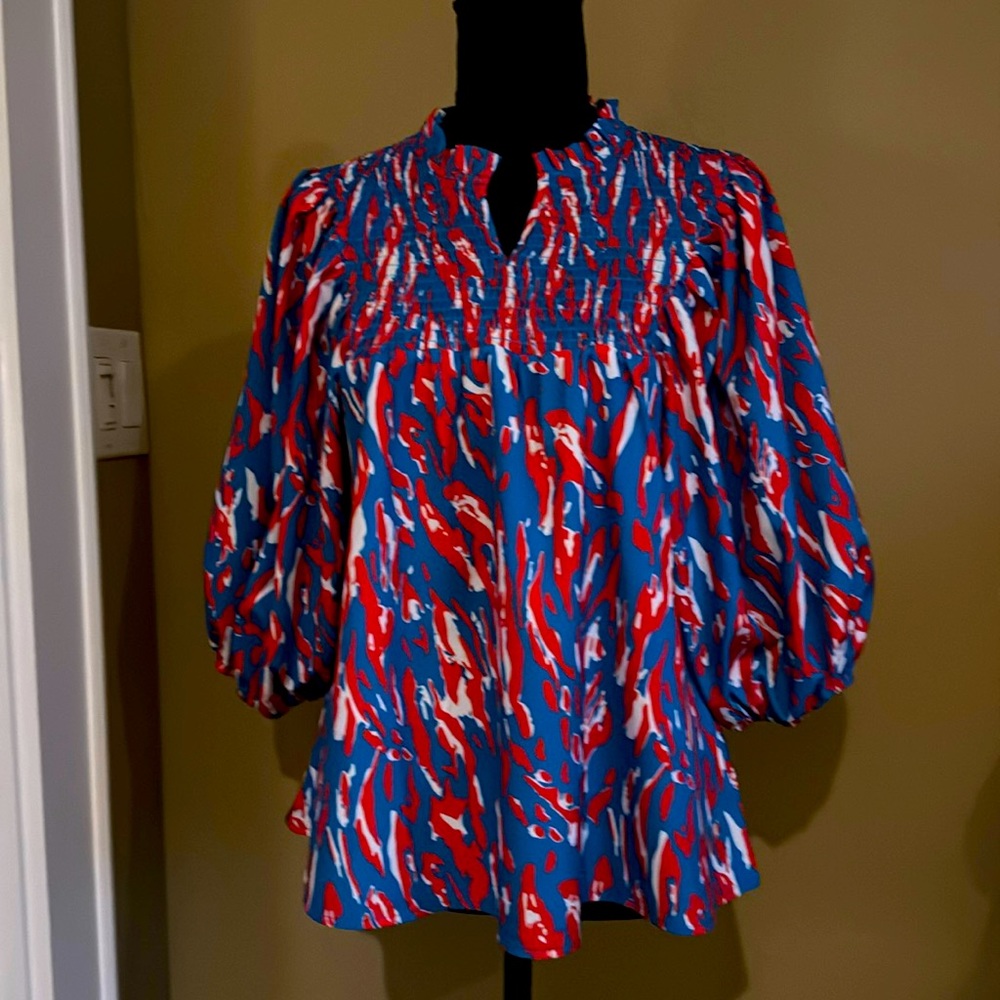 Michelle McDowell Red, white blue tunic top. Worn once.